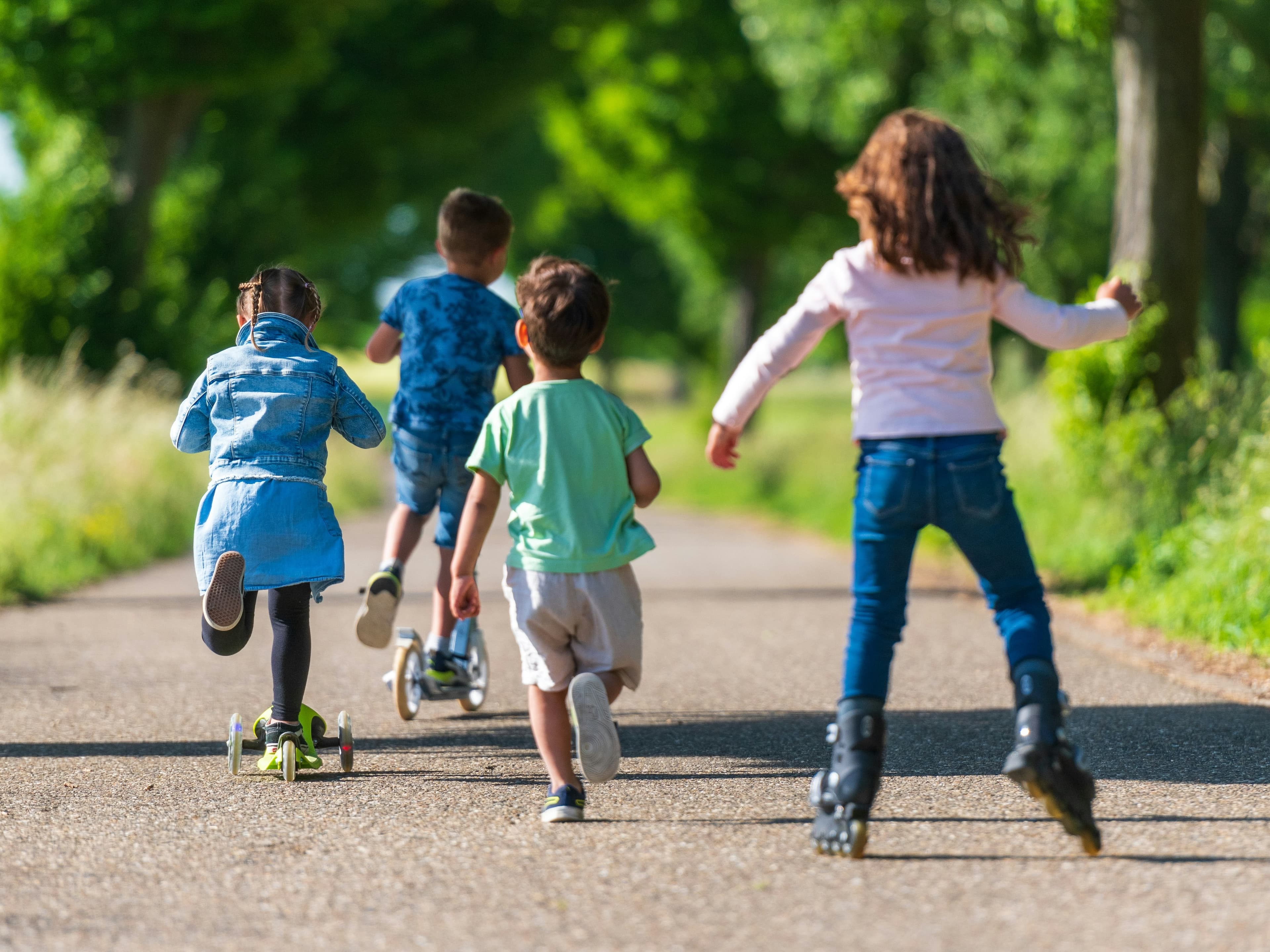 Children enjoying active movement outdoors